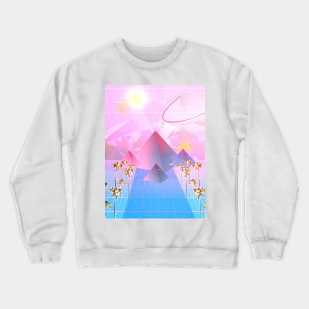 Vaporwave Pyramids Crewneck Sweatshirt by fectd